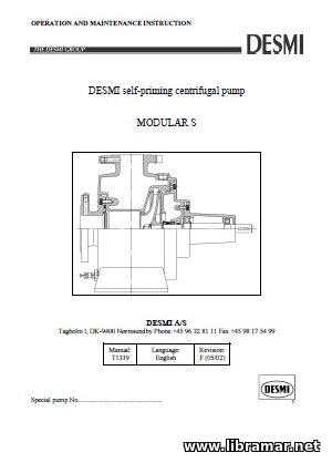 DESMI SELF—PRIMING CENTRIFUGAL PUMP OPERATION AND MAINTENANCE INSTRUCTION