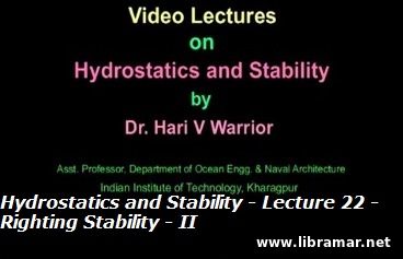 HYDROSTATICS AND STABILITY — LECTURE 22 — RIGHTING STABILITY — II