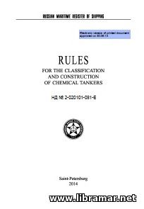 RS RULES FOR THE CLASSIFICATION AND CONSTRUCTION OF CHEMICAL TANKERS