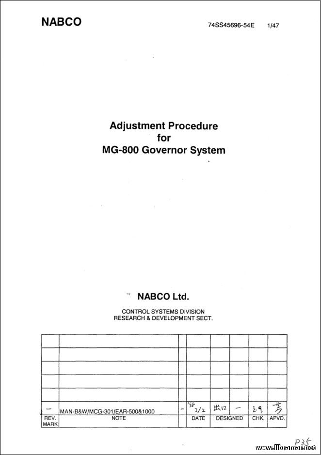 NABCO Adjustment Procedure for MG-800 Governor System