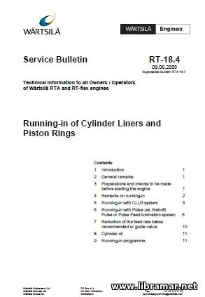 Wartsila RT-18.4 Service Bulletin - Running-in of Cylinder Liners and