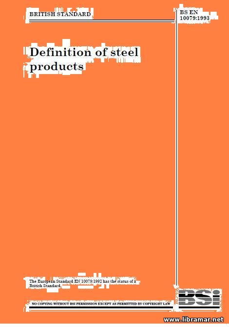 BS EN 10079 1993 — DEFINITION OF STEEL PRODUCTS